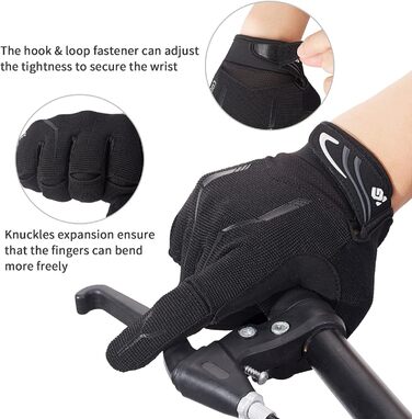 Велосипедні рукавички Vollfinger для чоловіків та жінок з сенсорним екраном, MTB, з гелевою підкладкою, чорні