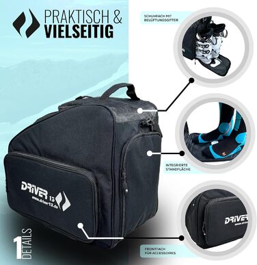 Сумка для лиж Driver13 з відділенням для шолома та захистом для окулярів. Оригінальна з 2007 року, понад 40 000 клієнтів