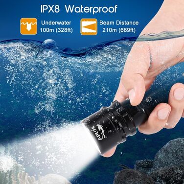 Ліхтар підводний APLOS AP30 3000lm з індикатором, водонепроникний IPX8, акумуляторний професійний