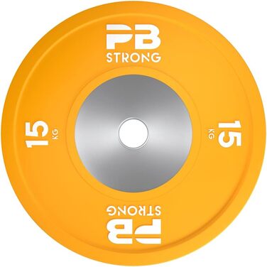 PERFORMBETTER PB Strong професійні диски для штанги, гумове покриття, вага 15 кг, отвір 50 мм, для тренувань і змагань