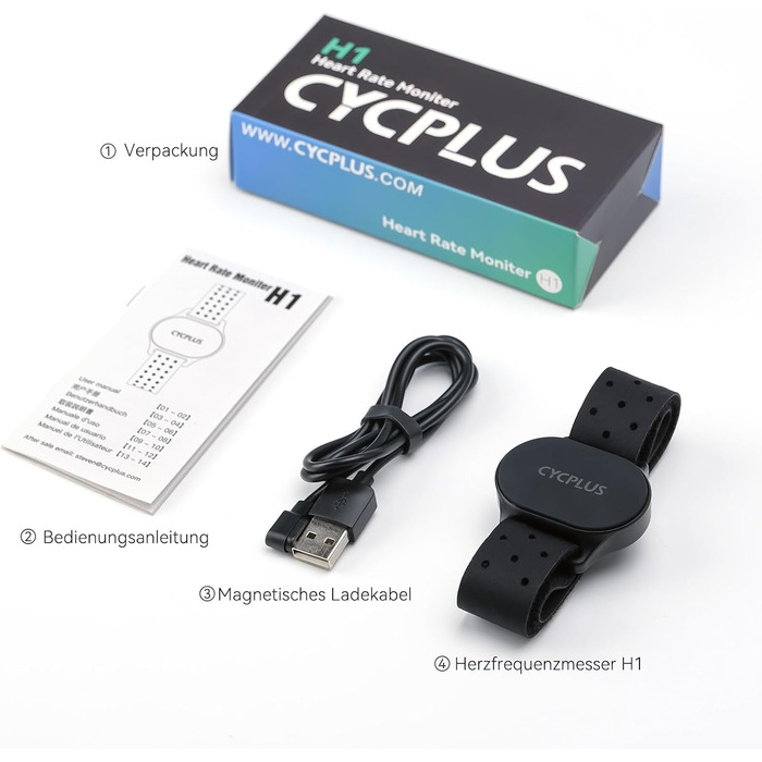 Пульсометр на браслет CYCPLUS з Bluetooth 5.1 та ANT+, LED-індикатор зон пульсу, водонепроникність IP67, для бігу, їзди на велосипеді, фітнесу та спорту (чорний)