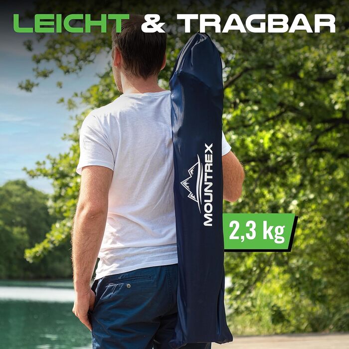 Складний туристичний стілець Mountrex - 120 кг, регульовані підлокітники, для риболовлі та пляжу, з підстаканником та сумкою (Блакитний)