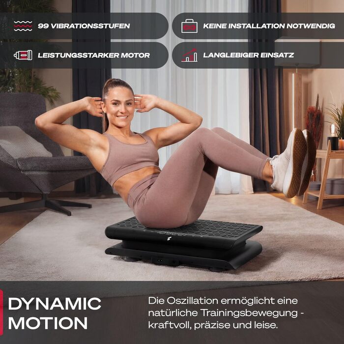 Віброплатформа Sportstech sVibe Lite чорна: для дому, до 120 кг, схуднення, спалювання жиру, м'язовий набір, тренування всього тіла, 99 рівнів інтенсивності, німецька якість