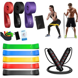 Еластичні гумки для фітнесу VOYXLIBRE + скакалка - фітнес обладнання | тренажери | гумки Theraband для дому та занять спорту