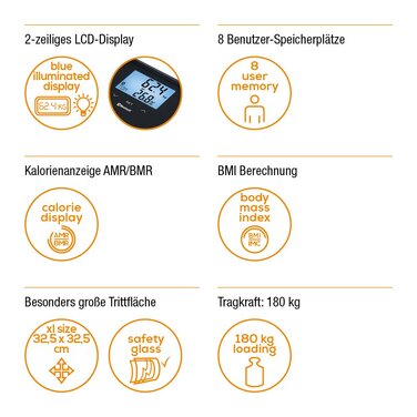 Діагностичні ваги Beurer BF 850 чорні, велика платформа, аналіз жиру, води, м'язів, кісткової маси, підрахунок калорій AMR/BMR, ІМТ, з додатком