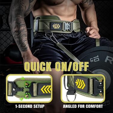 Важкий пояс 2-в-1 з мотузкою 92 см, подвійний пояс для важкої атлетики, пауерліфтингу, фітнесу, зважений пояс для підтягувань та присідань, зелений L