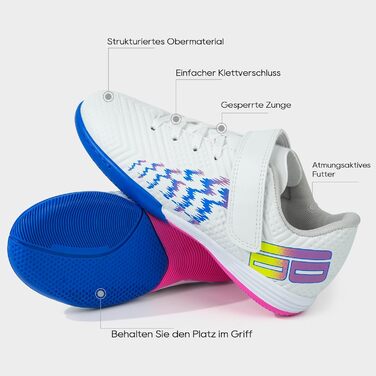 Дитячі футзальні кросівки JABASIC для залу (28 EU, білий/темно-синій)