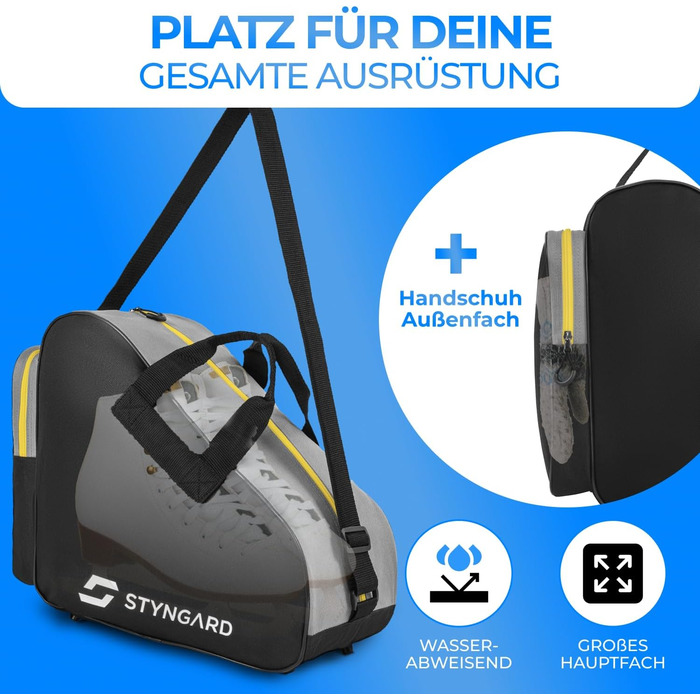 Сумка для ковзанів STYNGARD Montreal (чорно-жовта) - для ковзанів та роликів, міцна тканина