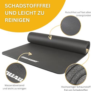 Килимок для тренувань Muawo Premium: фітнес, йога, гімнастика | Нековзний | Товстий та довгий (190 x 100 x 1,5 см) | Сірий