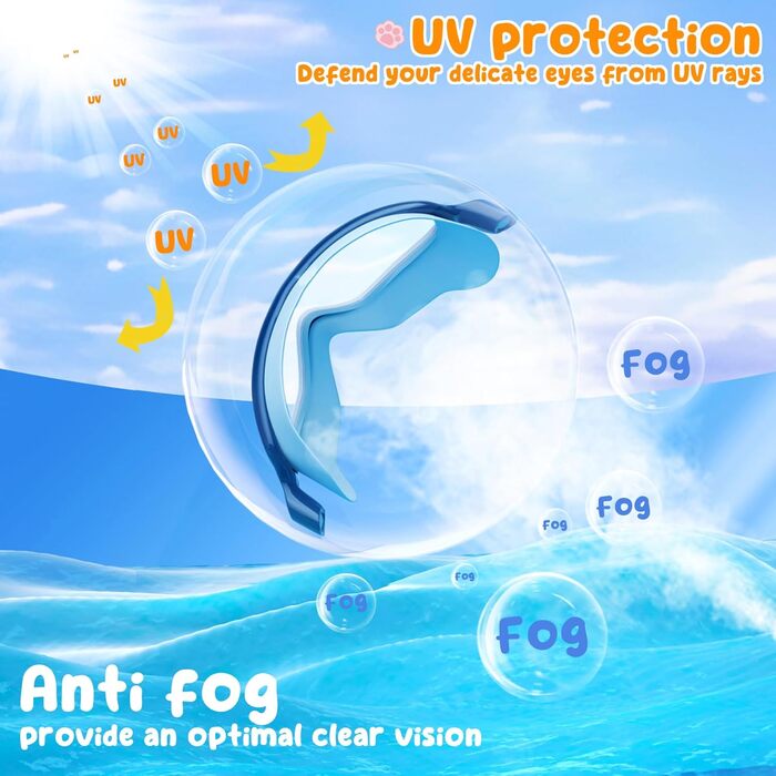 Дитячі окуляри для плавання COOLOO (2 шт.), 4-14 років, антизапар, UV-захист, без витоку, регульовані, силіконові, для хлопчиків та дівчаток (жовтий + світло-блакитний)