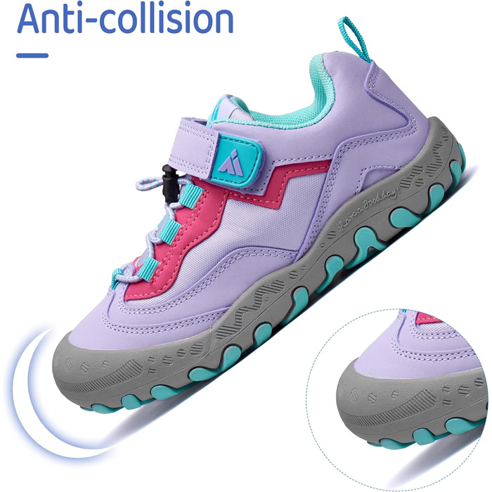 Дитячі трекінгові кросівки Mishansha для активного відпочинку, спорту та прогулянок. Зелені кросівки для дівчаток, розмір 29 EU, фіолетовий колір. Легкі та зручні кросівки для туризму та повсякденного носіння.