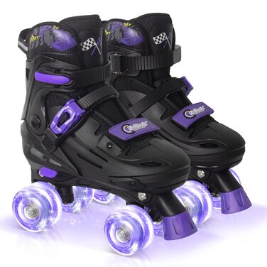 Роликові ковзани Nattork для дітей, регульовані, з LED, фіолетові, розмір 37-41