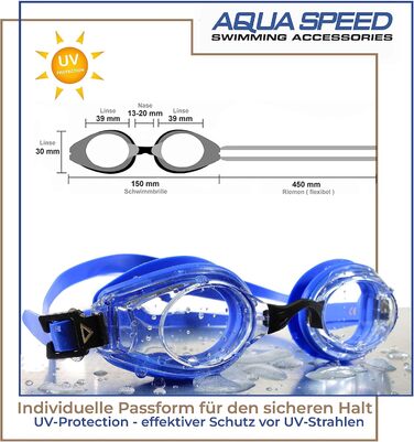 Плавальні окуляри Aqua Speed Lumina з діоптріями для дорослих, для короткозорих, індивідуальний підбір лінз, сині, прозорі