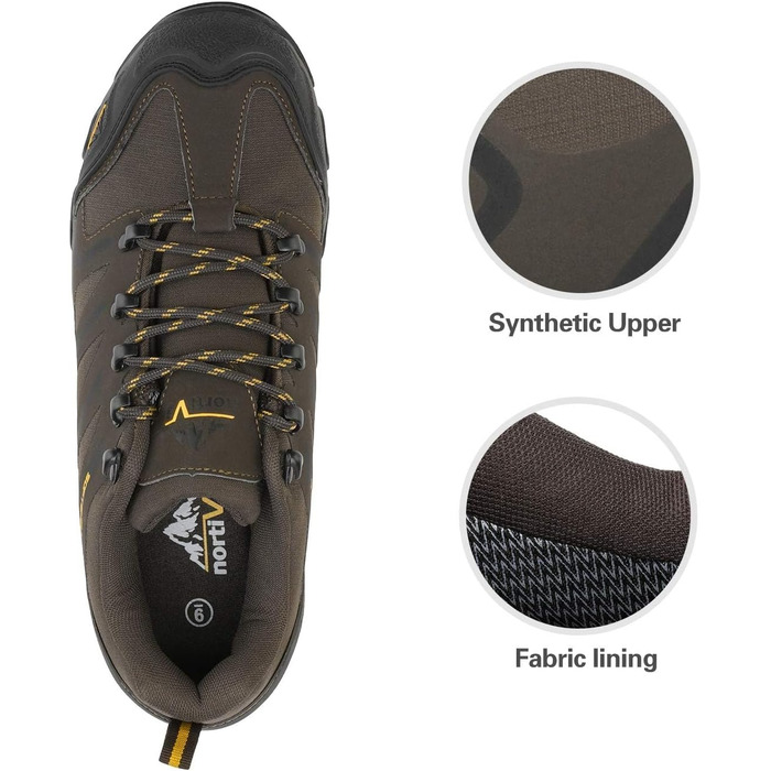 Чоловічі водонепроникні трекінгові черевики NORTIV - водонепроникні, легкі, для хайкінгу, кемпінгу, трекінгу, 45 EU, коричневі, чорні, світло-коричневі