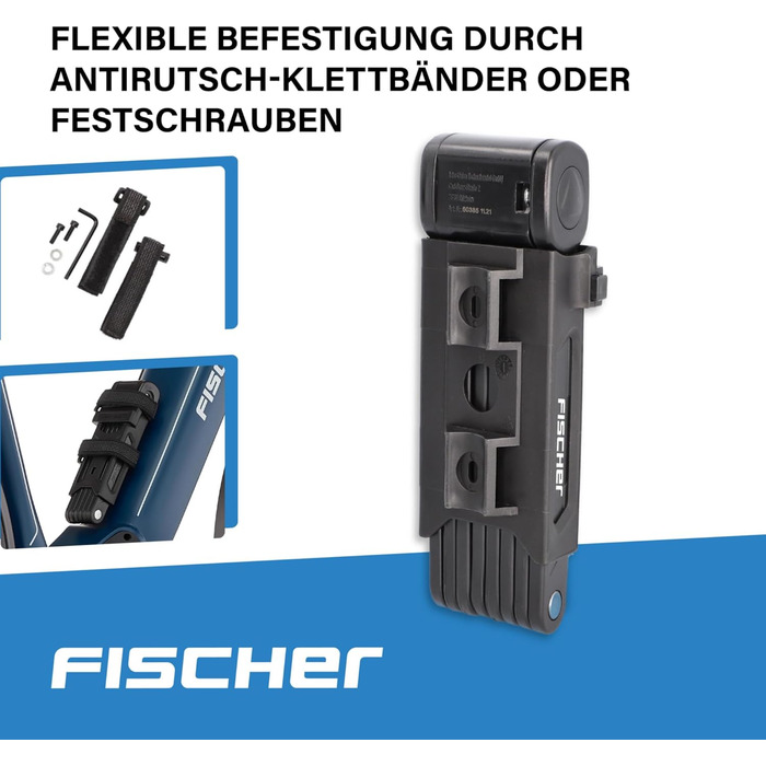 Замок Fischer складний з кріпленням, 110 см, 2 ключі