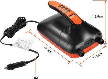 Електричний насос AGPtEK 20PSI для SUP-дощок, човнів та каяків з автовимкненням