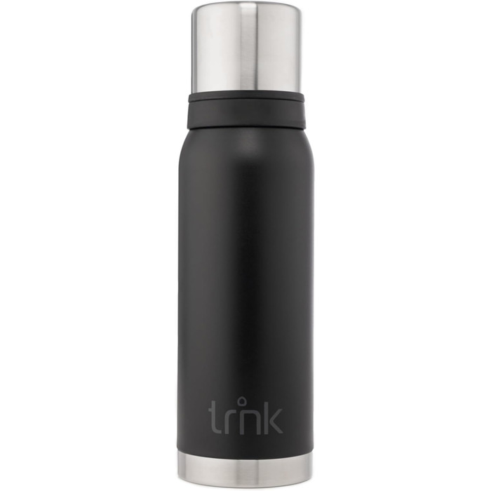 Термос TRNK Arktis 2 з нержавіючої сталі, 1200 мл, BPA-free, тримає тепло 32 години, 2 чашки, можна мити в посудомийній машині, нічний чорний матовий