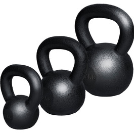 Кетлбелл GORILLA SPORTS® 2-32 кг, гачане залізо, для силових тренувань, одиничний або набір, захисне покриття, срібний/чорний