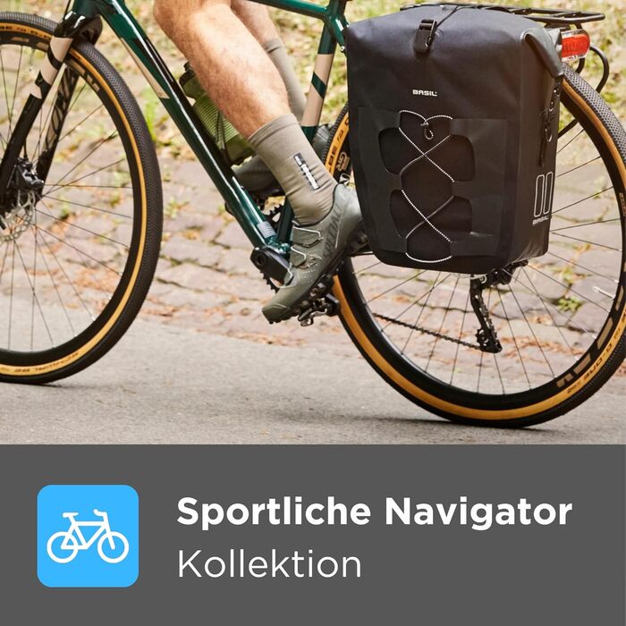 Велосипедна сумка Basil Navigator Waterproof M, чорна, 100% водонепроникна (IPX3)