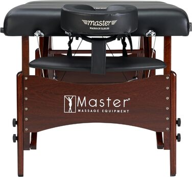 Складаний масажний стіл Master Massage NewPort 71 см, портативний косметологічний масажний стіл із дерев'яними ніжками, сумка, чорний