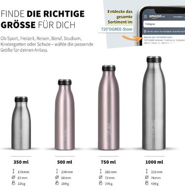 Термос-бутилка з нержавіючої сталі 720°DGREE milkyBottle 750 мл, BPA-free, герметична, для газованої води, спорту, школи, фітнесу, кемпінгу, кольору тауп/молочний