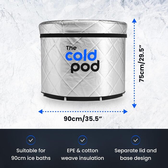 Кришка для крижаної ванни Cold Pod 320L: ізольована, срібна, з відбивачем UV-тепла, водонепроникна, з блискавкою, захист від погодних умов (90 см, кругла)