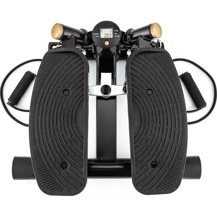 Gymtek XST500 Степпер - Міні тренажер для фітнесу та пілатесу з LCD-дисплеєм, лічильником кроків та підсвічуванням, чорний та золотий
