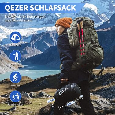Спальний мішок пуховий Daunenschlafsack зимовий 0°C до -23°C для дорослих та дітей, 4 сезони, синій сапфір, 800 г пуху, комфортна температура 7°C