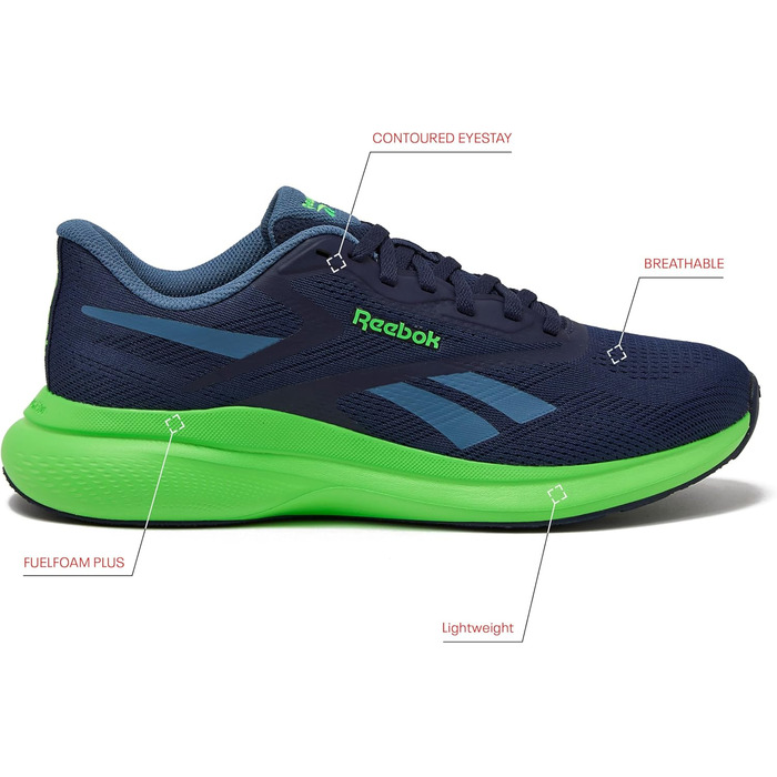 Кросівки Reebok Energen Run 4 для чоловіків, легкі атлетичні кросівки (43 EU, Vector Navy Twilight Blue Solar Lime)