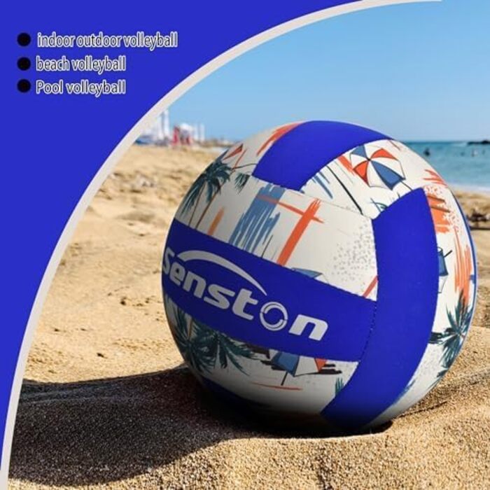 Волейбольний м'яч Senston для пляжу та активного відпочинку, водонепроникний, м'яка поверхня, блакитний колір