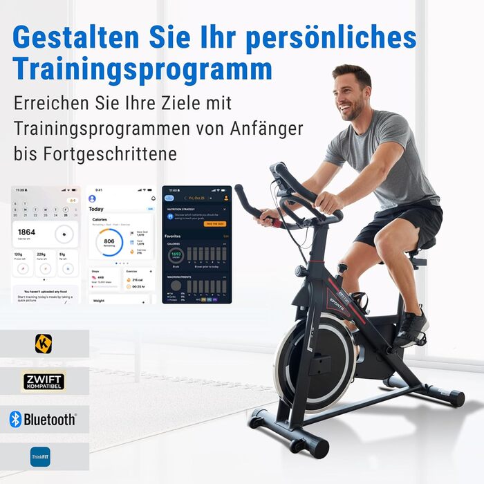 AsVIVA S14 Indoor Cycle Speedbike: фітнес-велотренажер з 15 кг маховиком, Bluetooth-комп'ютером, сумісний з додатками, регульоване сідло та плавний опір