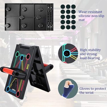 Дошка для віджимань AOUZEA Push Up Board 12-в-1: багатофункціональна, портативна, з захисними рукавичками та силіконовим килимком