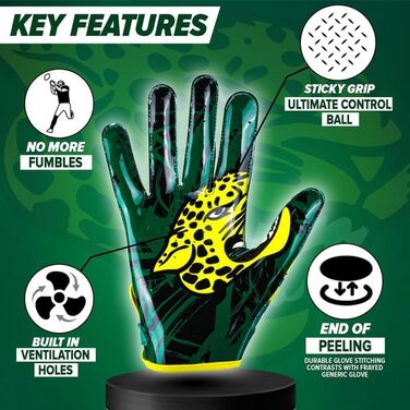 Футбольні рукавички Playeur Cheetah 4.0 з технологією GripPro, силіконова підошва, для дорослих та підлітків, зелені