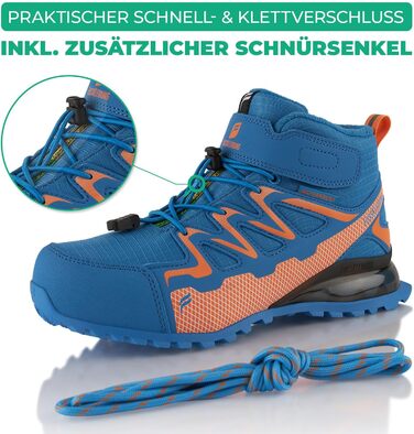 Зимові чоботи для жінок та чоловіків, водонепроникні, з утеплювачем, туристичні (39 EU, синій/оранжевий)