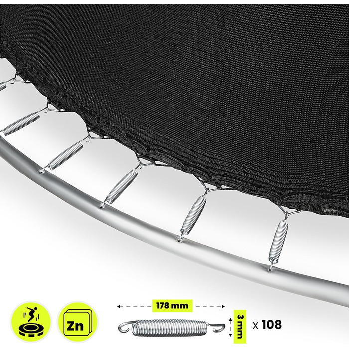 Трамплін гірчатий Hypermotion Outdoor для дітей 244/305/366/430/487 см - швидковисихаючий, водостійкий, з чудовою пружністю. Ідеальний для саду (діаметр 487 см).