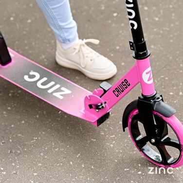 Самокат дитячий Zinc Big Wheel Pink/Black для дітей від 6 років, складаний, колеса 200мм, гальмо, до 100 кг