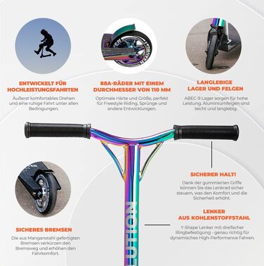 Трюковий самокат Raven Evolution Master для дітей від 5 років і дорослих, 360°, фристайл, міський, з підшипниками ABEC 9