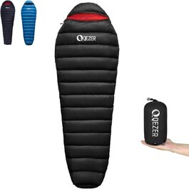 Спальний мішок для дорослих та дітей, зимовий, легкий, Outdoor 8°C ~ -30°C, для кемпінгу та альпінізму, 650 FP гусячий пух, 500г, чорний
