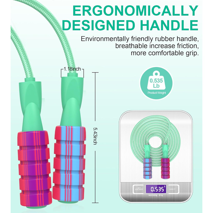 Стрибкове канат для фітнесу, з вагою, регульований, для жінок та чоловіків, зелений
