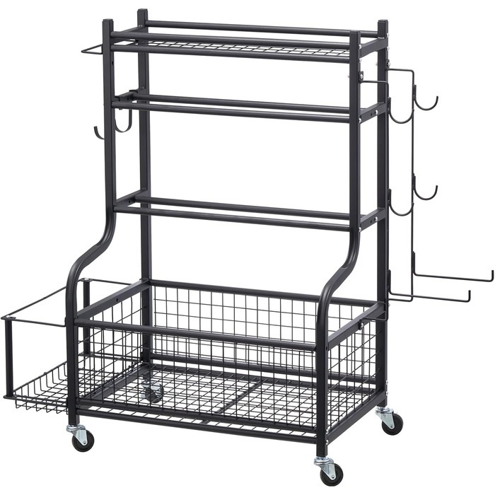 Стенд для зберігання та підтримки йогаматів та гантелей VEVOR - мобільний, з колесами та гачками, для домашніх тренувань