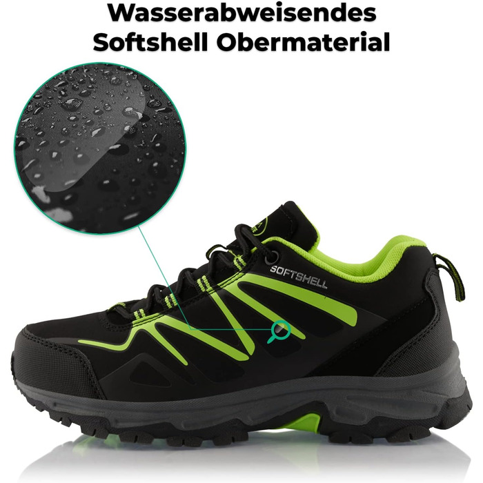 Черевики для піших прогулянок для жінок та чоловіків, дихаючі трекінгові черевики, чорно-зелені, 37 EU