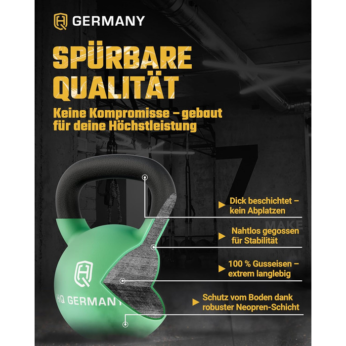 Гантель з неопрену HQ Germany® | Повний чавун | 2-32 кг | Стартові набори | Допуск по вазі ±2,0% (22 кг)