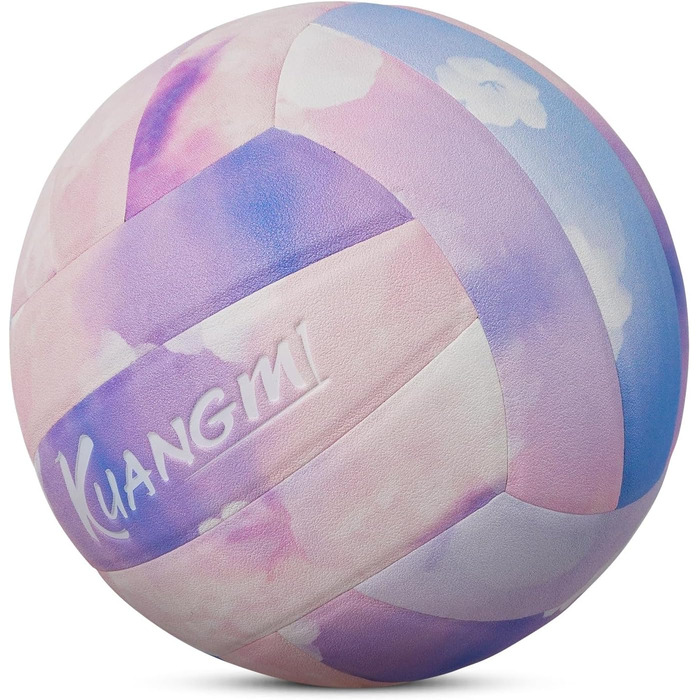 Волейбольний м'яч Kuangmi Weicher, розмір 5, для занять у приміщенні та на вулиці, тренування, пляжний волейбол для початківців, підлітків та дорослих (Marshmallow)