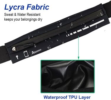 Поясна сумка для бігу Slim Running Belt, тримач для телефону, чорна. Для жінок та чоловіків. iPhone 13/12 Pro Max.