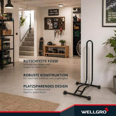 Підставка для велосипеда WELLGRO зі сталі, стійка та надійна (комплект 2 шт.), чорна