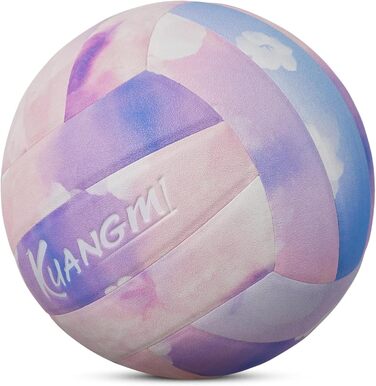 Волейбольний м'яч Kuangmi Weicher, розмір 5, для занять у приміщенні та на вулиці, тренування, пляжний волейбол для початківців, підлітків та дорослих (Marshmallow)