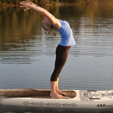 Надувний SUP-борд A&BBOARD з аксесуарами, 335x88 см, для підлітків та дорослих, бежевий + вінтажний
