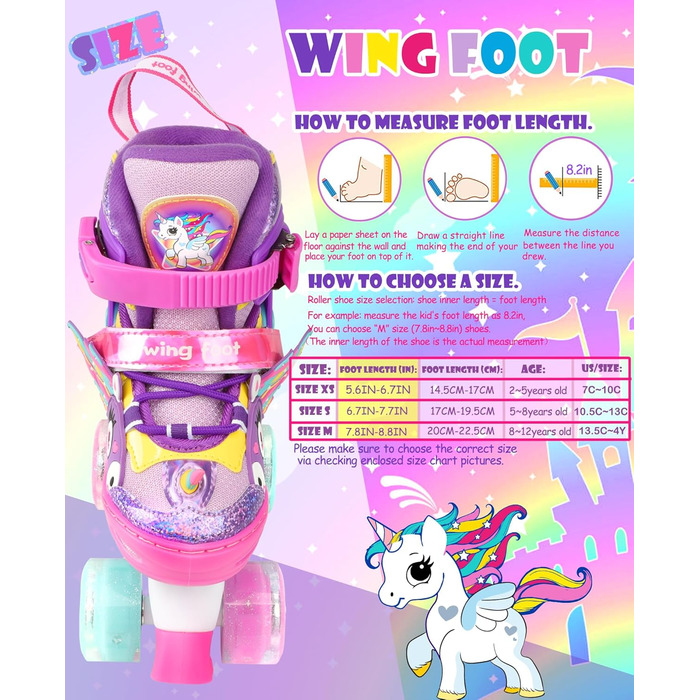 Дитячі ролики Єдиноріг для дівчаток та хлопчиків, регульовані розміри, світлові колеса, ролики-човники для початківців, фіолетовий колір
