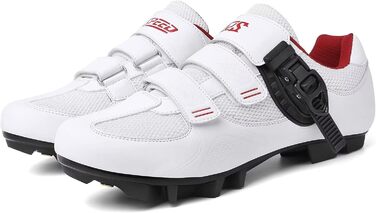 Велосипедні черевики Mountain для чоловіків та жінок, MTB, SPD, для гірського велосипеда з пряжкою, зелені (43 EU, C білий/червоний)