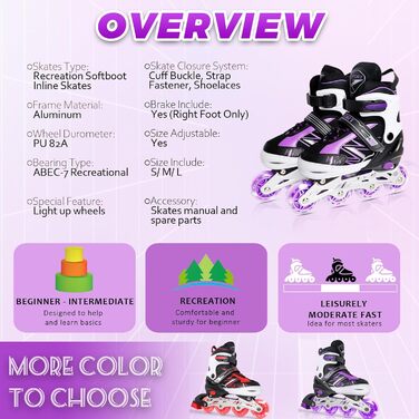 Дитячі ролики для катання в приміщенні та на вулиці, з підсвічуванням коліс, для дівчаток та хлопчиків, розмір S, чорно-фіолетові